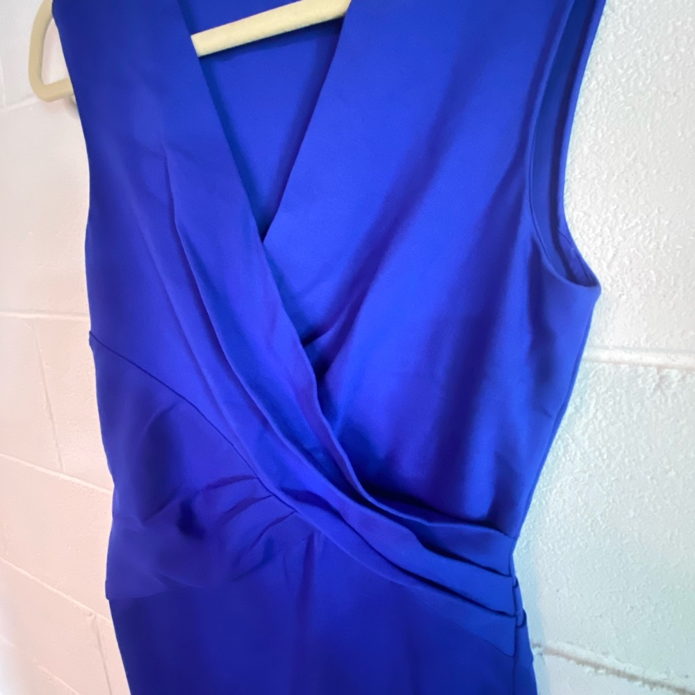 Diane Von Furstenberg Leora Dress Womens Riviera Blue Faux Wrap Sleeveless - Picture 4 of 6